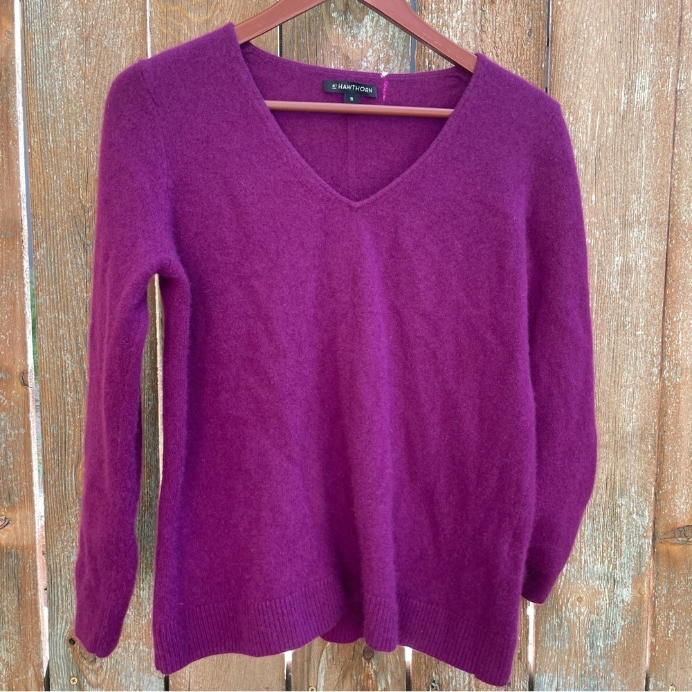 41 HAWTHORN Women’s Cashmere Purple V-Neck Sweater Size XL